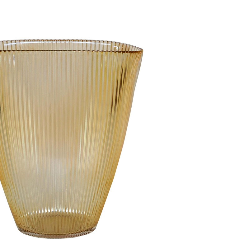 Ribbed Vase, H24.5 cm, Amber