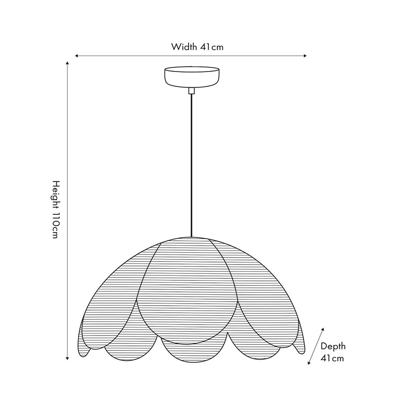 Petal Scalloped Pendant, H118cm, Raffia