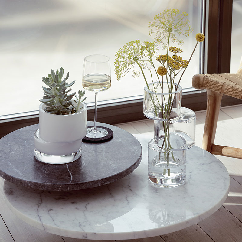 Tier Lantern/Vase, H13.5cm, Chalk White