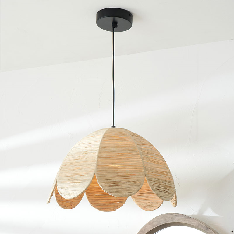 Petal Scalloped Pendant, H118cm, Raffia
