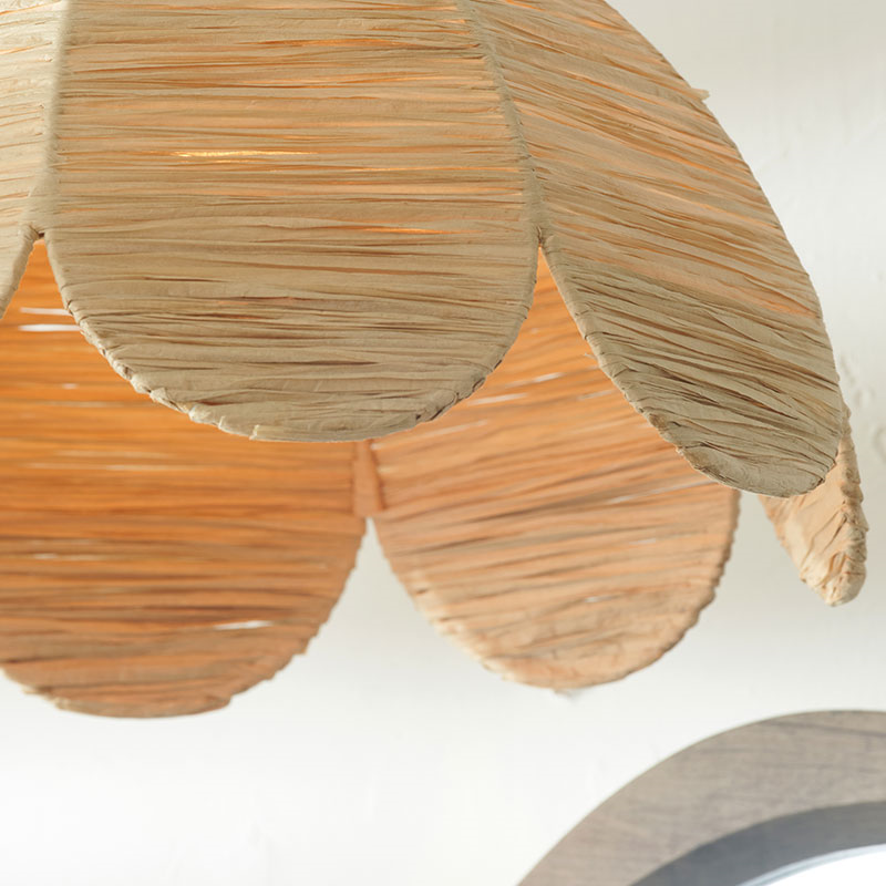 Petal Scalloped Pendant, H118cm, Raffia